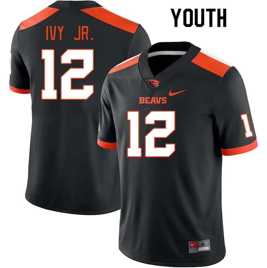 Youth #12 Tyrice Ivy Jr. Oregon State Beavers College Football Jerseys Stitched-Black